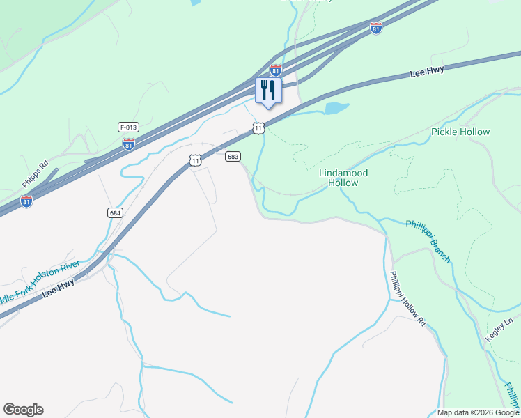 map of restaurants, bars, coffee shops, grocery stores, and more near 422 County Road 683 in Atkins