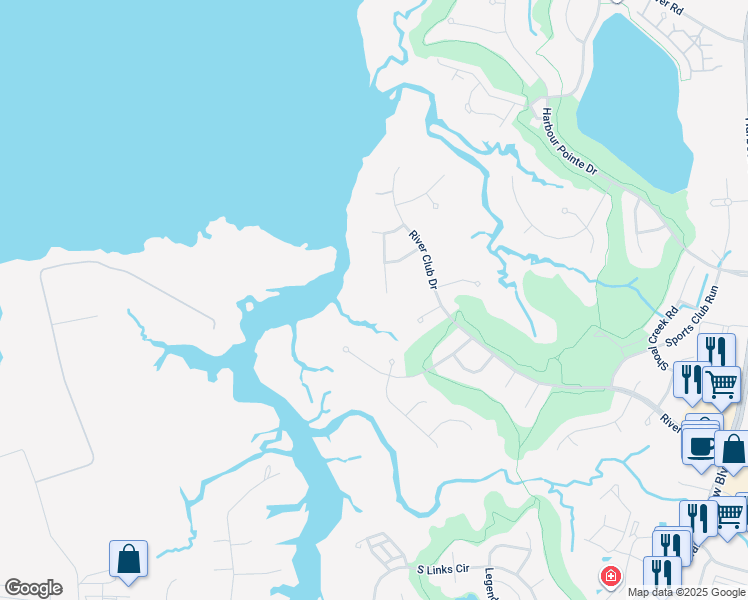 map of restaurants, bars, coffee shops, grocery stores, and more near 5214 Commodore Bluff in Suffolk