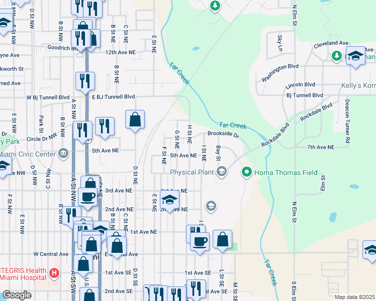 map of restaurants, bars, coffee shops, grocery stores, and more near 517 H Street Northeast in Miami