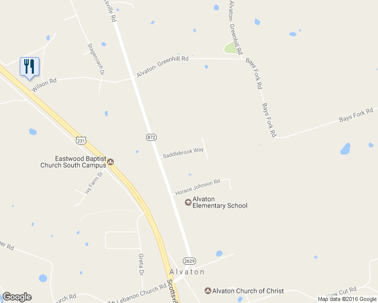 map of restaurants, bars, coffee shops, grocery stores, and more near 243 Saddlebrook Way in Alvaton