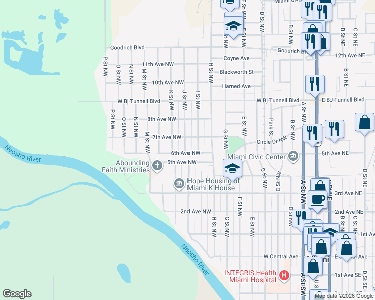 map of restaurants, bars, coffee shops, grocery stores, and more near 600 I Street Northwest in Miami
