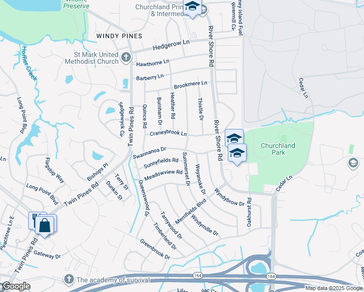 map of restaurants, bars, coffee shops, grocery stores, and more near 4100 Swannanoa Drive in Portsmouth