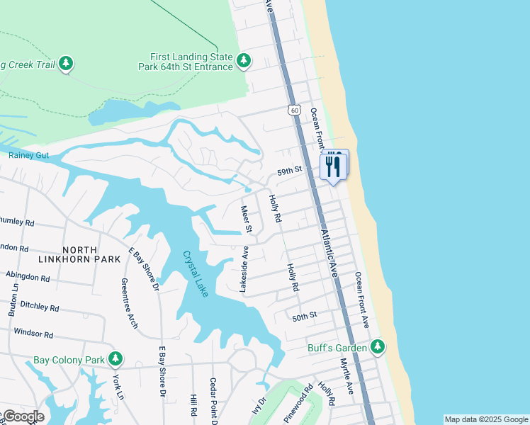 map of restaurants, bars, coffee shops, grocery stores, and more near 5511 Dawson Road in Virginia Beach