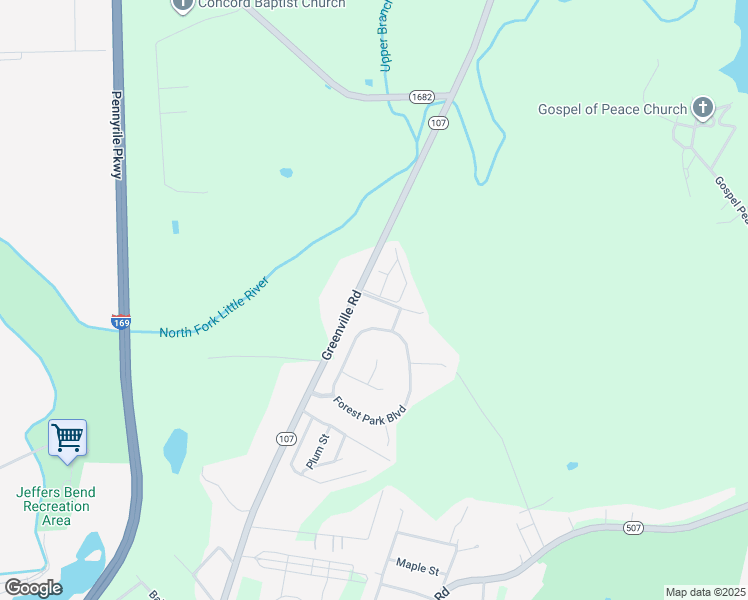 map of restaurants, bars, coffee shops, grocery stores, and more near 1 Cave Run Drive in Hopkinsville