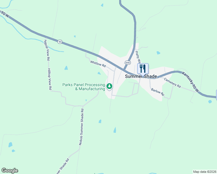 map of restaurants, bars, coffee shops, grocery stores, and more near 235 Nobob Summer Shade Road in Summer Shade