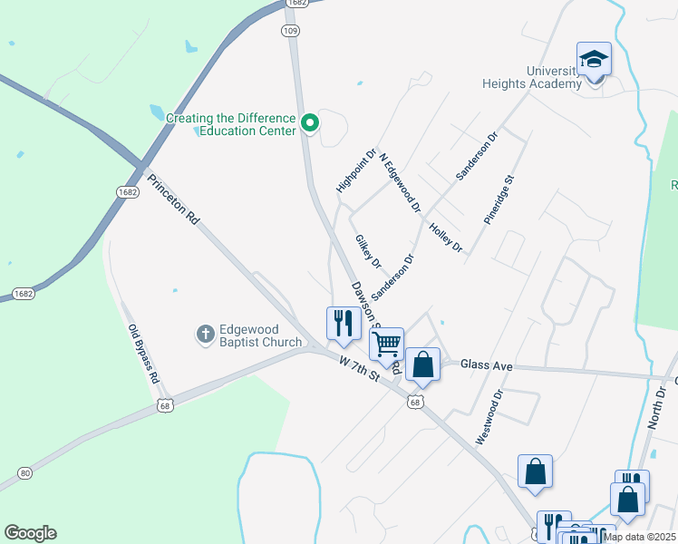 map of restaurants, bars, coffee shops, grocery stores, and more near 329 Buttermilk Road in Hopkinsville
