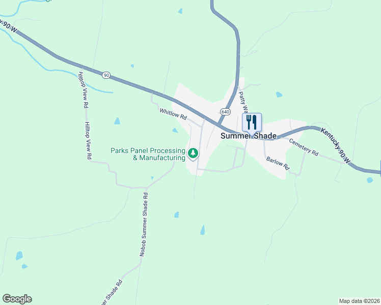 map of restaurants, bars, coffee shops, grocery stores, and more near 235 Nobob Summer Shade Road in Summer Shade