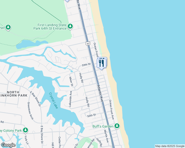 map of restaurants, bars, coffee shops, grocery stores, and more near 5706 Atlantic Avenue in Virginia Beach
