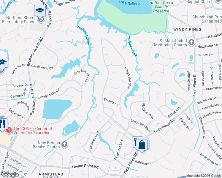 map of restaurants, bars, coffee shops, grocery stores, and more near 6 Shoal Court in Portsmouth