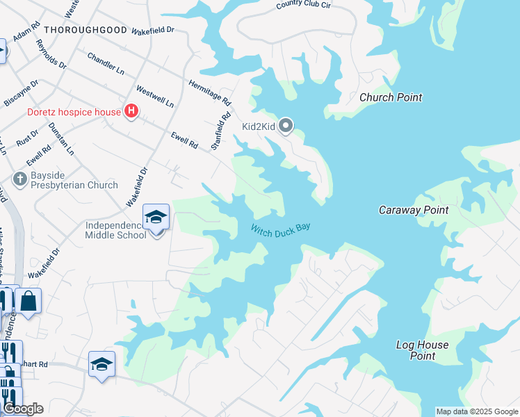 map of restaurants, bars, coffee shops, grocery stores, and more near 4125 Ewell Road in Virginia Beach