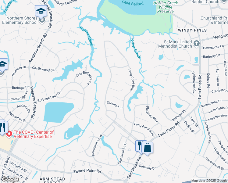 map of restaurants, bars, coffee shops, grocery stores, and more near 6 Shoal Court in Portsmouth
