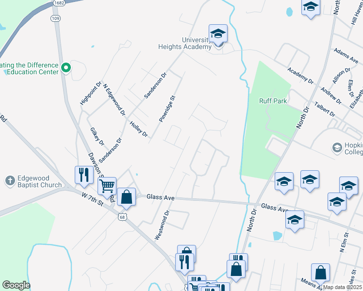 map of restaurants, bars, coffee shops, grocery stores, and more near 101-399 Waddell Circle in Hopkinsville