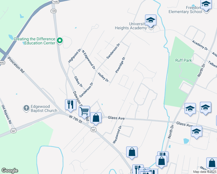 map of restaurants, bars, coffee shops, grocery stores, and more near 101-199 Holley Drive in Hopkinsville