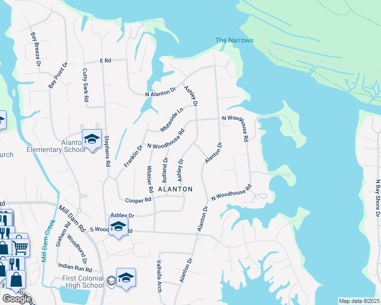 map of restaurants, bars, coffee shops, grocery stores, and more near 1440 Ashley Drive in Virginia Beach