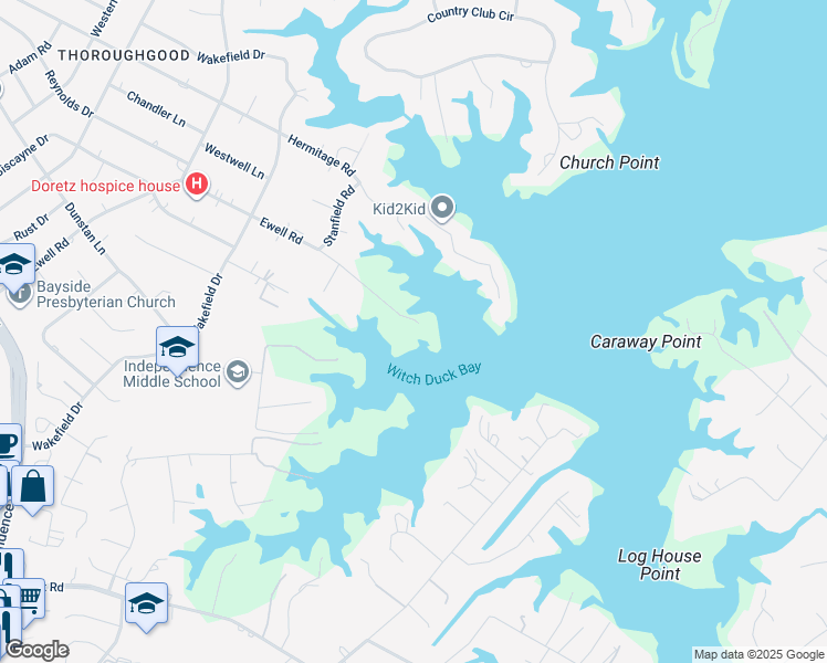 map of restaurants, bars, coffee shops, grocery stores, and more near 4124 Ewell Road in Virginia Beach