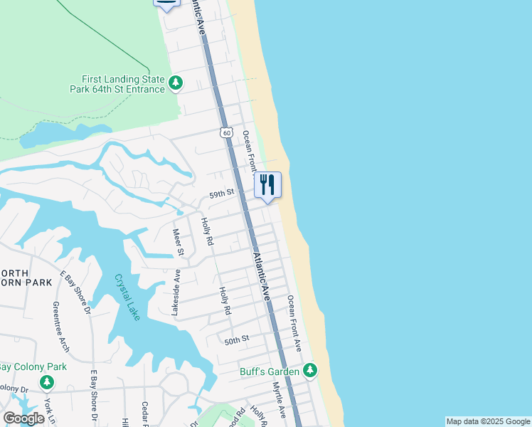 map of restaurants, bars, coffee shops, grocery stores, and more near 5700 Atlantic Avenue in Virginia Beach