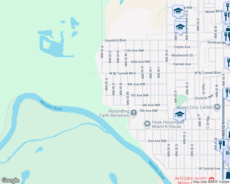 map of restaurants, bars, coffee shops, grocery stores, and more near 717 O Street Northwest in Miami