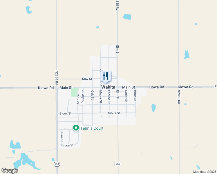 map of restaurants, bars, coffee shops, grocery stores, and more near in Wakita