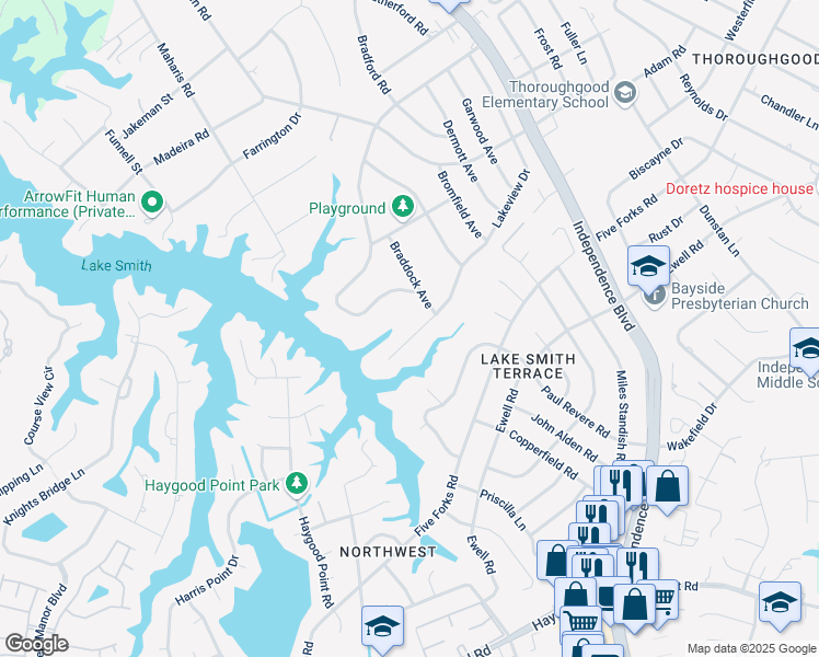 map of restaurants, bars, coffee shops, grocery stores, and more near 1311 Lakeview Drive in Virginia Beach