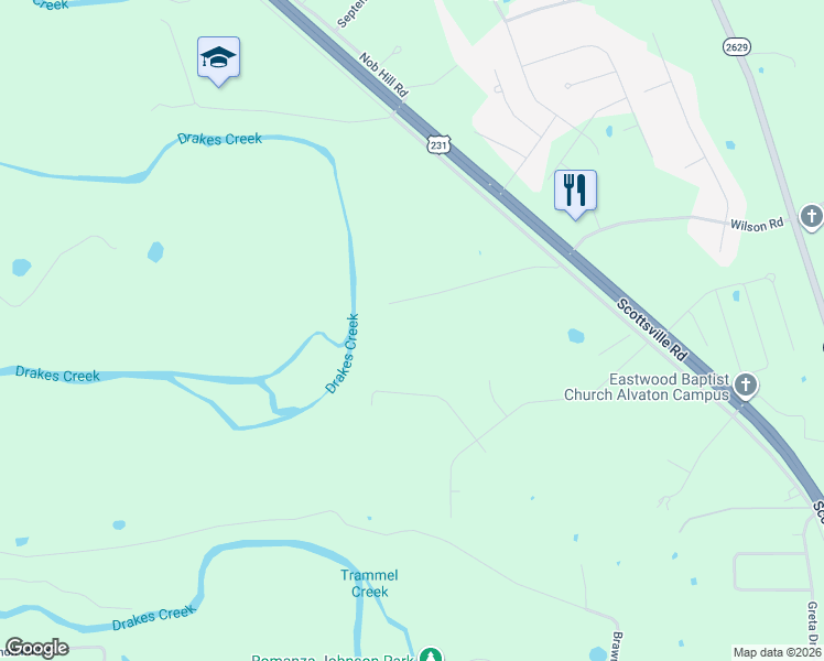 map of restaurants, bars, coffee shops, grocery stores, and more near 8941 Twin Bridges Road in Alvaton