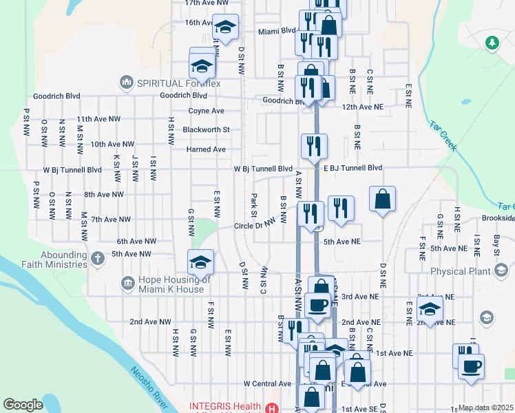 map of restaurants, bars, coffee shops, grocery stores, and more near 820 Park Street in Miami