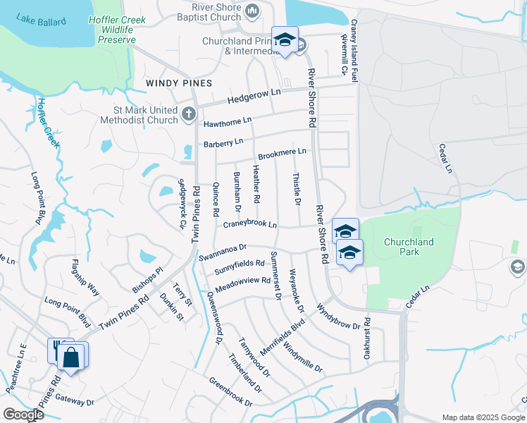 map of restaurants, bars, coffee shops, grocery stores, and more near 4205 Heather Road in Portsmouth