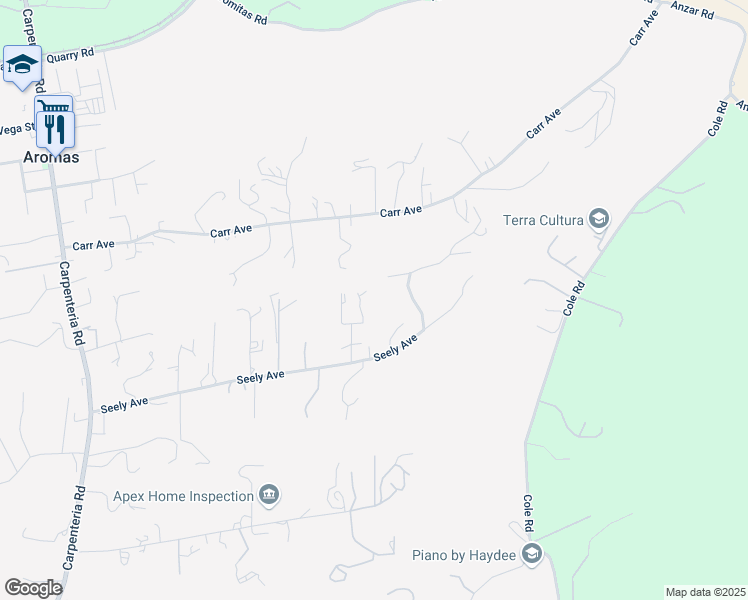 map of restaurants, bars, coffee shops, grocery stores, and more near 654 Seely Avenue in Aromas