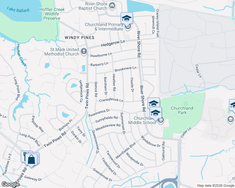 map of restaurants, bars, coffee shops, grocery stores, and more near 4204 Summerset Drive in Portsmouth