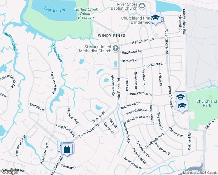 map of restaurants, bars, coffee shops, grocery stores, and more near 5909 Sturbridge Way in Portsmouth