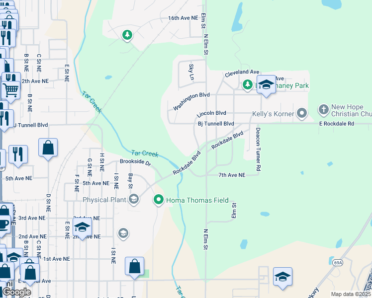map of restaurants, bars, coffee shops, grocery stores, and more near 1001 Rockdale Boulevard in Miami