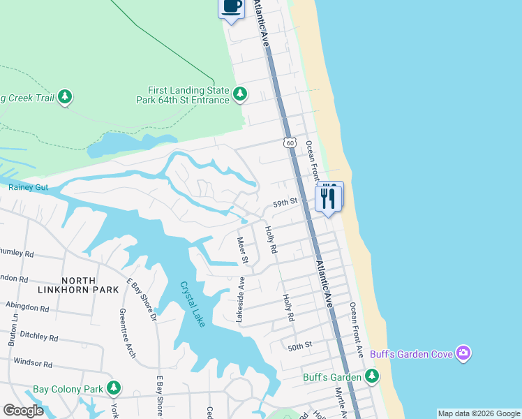 map of restaurants, bars, coffee shops, grocery stores, and more near 401 Goodspeed Road in Virginia Beach