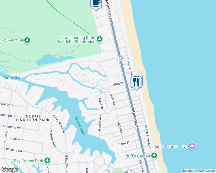 map of restaurants, bars, coffee shops, grocery stores, and more near 401 Goodspeed Road in Virginia Beach