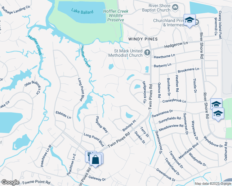 map of restaurants, bars, coffee shops, grocery stores, and more near 4226 White Heron Point in Portsmouth
