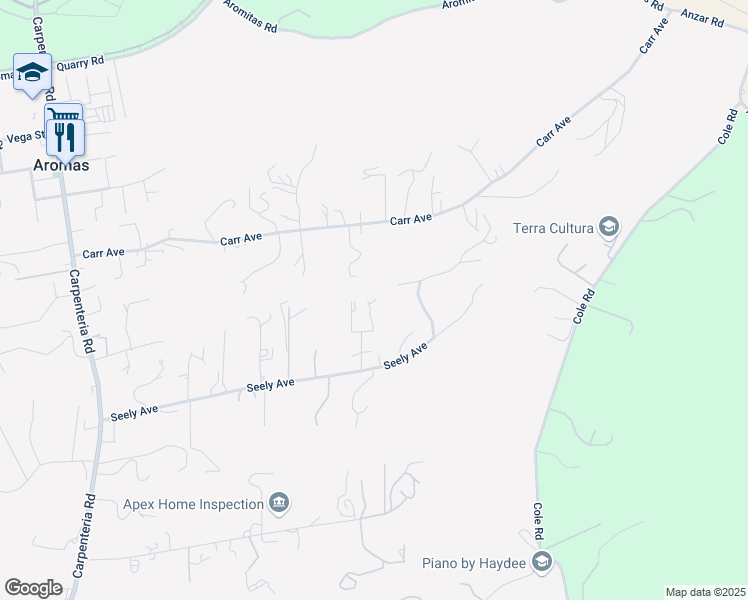 map of restaurants, bars, coffee shops, grocery stores, and more near 654 Seely Avenue in Aromas