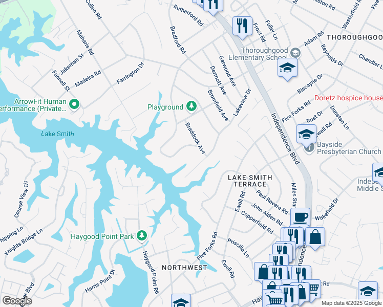 map of restaurants, bars, coffee shops, grocery stores, and more near 1311 Lakeview Drive in Virginia Beach