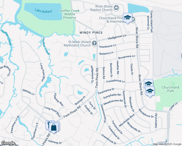 map of restaurants, bars, coffee shops, grocery stores, and more near 5904 Sturbridge Way in Portsmouth
