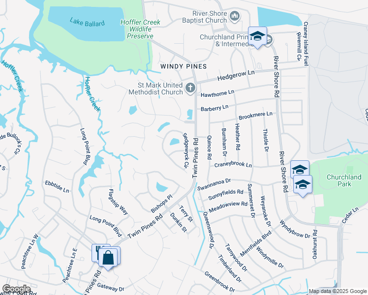 map of restaurants, bars, coffee shops, grocery stores, and more near 5904 Sturbridge Way in Portsmouth