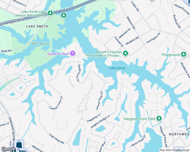 map of restaurants, bars, coffee shops, grocery stores, and more near 5225 Winding Bank Road in Virginia Beach