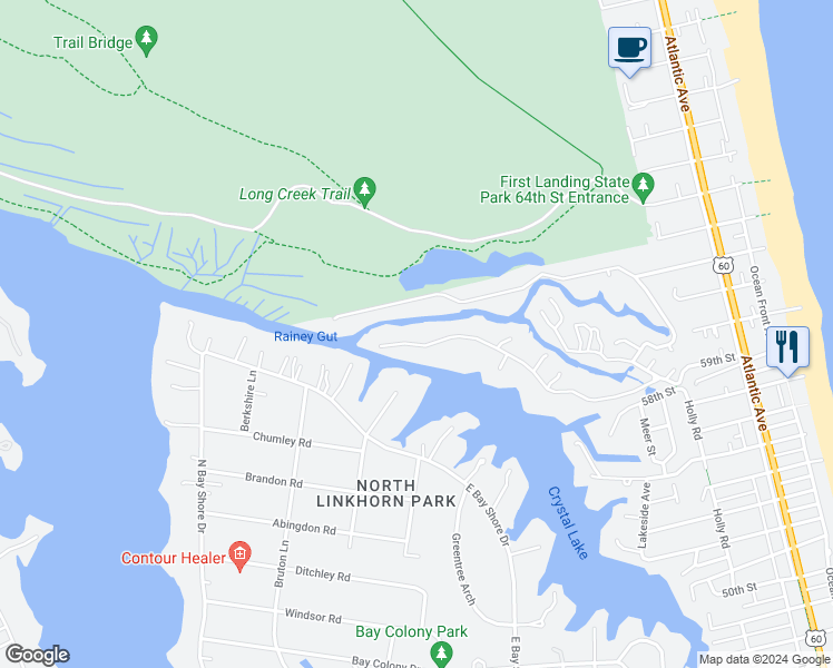 map of restaurants, bars, coffee shops, grocery stores, and more near 484 Goodspeed Road in Virginia Beach