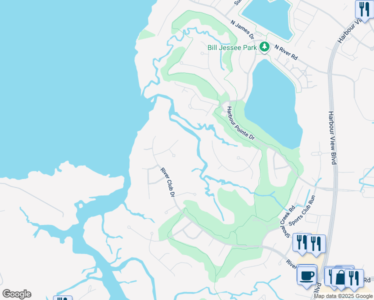 map of restaurants, bars, coffee shops, grocery stores, and more near 5203 Sandstone Court in Suffolk