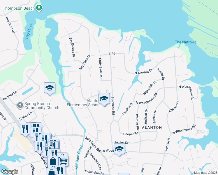 map of restaurants, bars, coffee shops, grocery stores, and more near 1504 Baycliff Circle in Virginia Beach