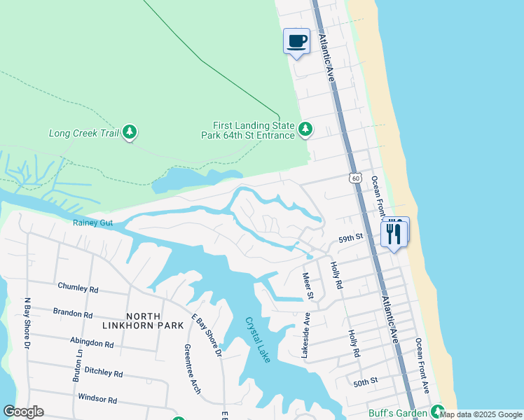 map of restaurants, bars, coffee shops, grocery stores, and more near 432 Gosnold Court in Virginia Beach