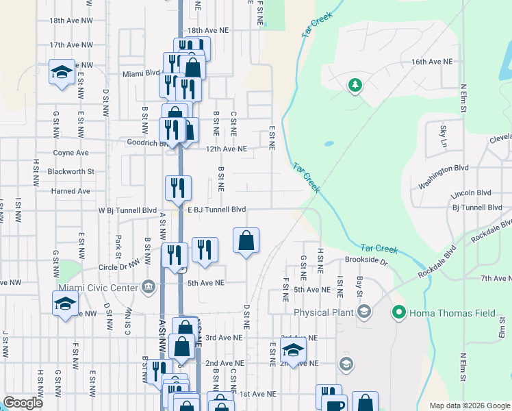 map of restaurants, bars, coffee shops, grocery stores, and more near 817 D Street Northeast in Miami