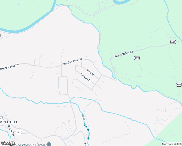 map of restaurants, bars, coffee shops, grocery stores, and more near Fletcher Drive in Castlewood