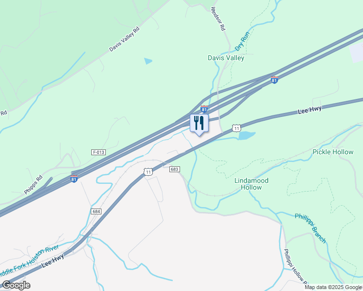 map of restaurants, bars, coffee shops, grocery stores, and more near 7227 Lee Highway in Atkins