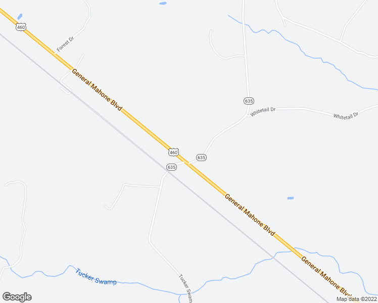 map of restaurants, bars, coffee shops, grocery stores, and more near 37575 General Mahone Boulevard in Ivor