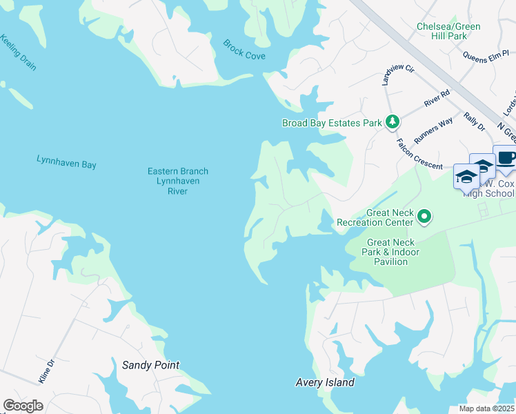 map of restaurants, bars, coffee shops, grocery stores, and more near 2809 Forest Hills Court in Virginia Beach