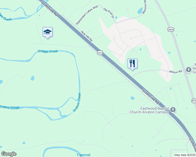 map of restaurants, bars, coffee shops, grocery stores, and more near 8715 Twin Bridges Road in Alvaton
