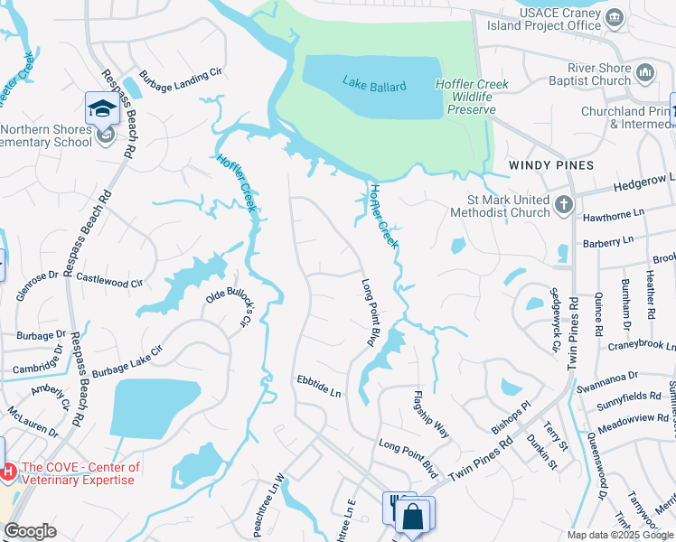 map of restaurants, bars, coffee shops, grocery stores, and more near 4014 Stowaway Lane in Portsmouth
