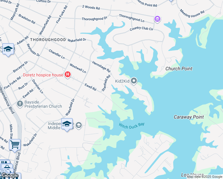 map of restaurants, bars, coffee shops, grocery stores, and more near 1504 Stanfield Road in Virginia Beach